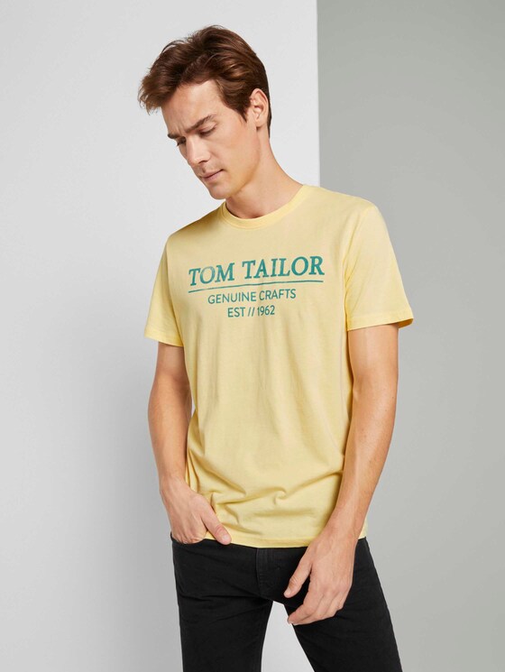 T-shirt van biologisch katoen - Mannen - pale straw yellow - 5 - TOM TAILOR