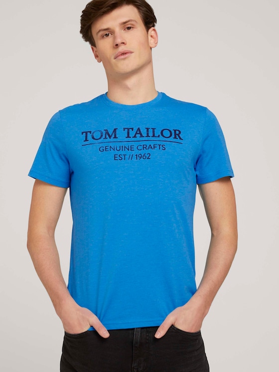 T-Shirt mit Bio-Baumwolle - Männer - diva blue white melange T-Shirt mit Bio-Baumwolle - Männer - diva blue white melange - 5 - TOM TAILOR