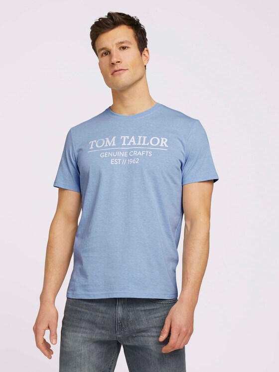 T-Shirt mit Bio-Baumwolle - Männer - dusk blue white melange T-Shirt mit Bio-Baumwolle - Männer - dusk blue white melange - 1 - TOM TAILOR