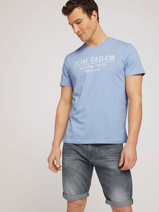 T-Shirt mit Bio-Baumwolle - Männer - dusk blue white melange T-Shirt mit Bio-Baumwolle - Männer - dusk blue white melange - 5 - TOM TAILOR