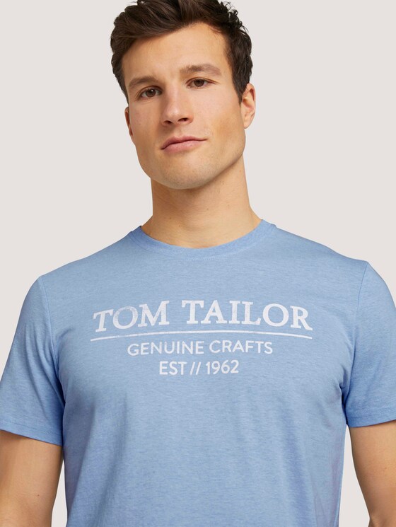T-Shirt mit Bio-Baumwolle - Männer - dusk blue white melange T-Shirt mit Bio-Baumwolle - Männer - dusk blue white melange - 9 - TOM TAILOR