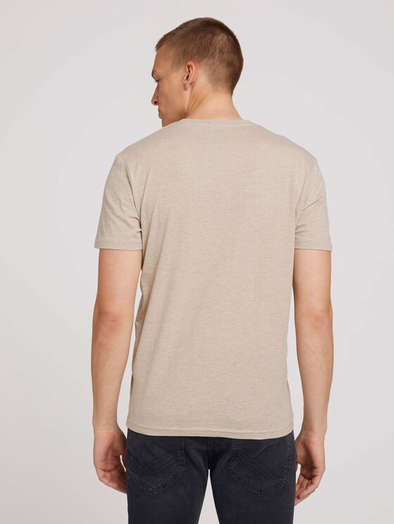 T-Shirt with a logo print - Men - cosy soft beige melange T-Shirt with a logo print - Men - cosy soft beige melange - 2 - TOM TAILOR