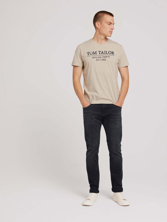T-Shirt with a logo print - Men - cosy soft beige melange T-Shirt with a logo print - Men - cosy soft beige melange - 3 - TOM TAILOR