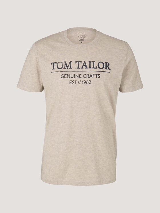 T-Shirt with a logo print - Men - cosy soft beige melange T-Shirt with a logo print - Men - cosy soft beige melange - 7 - TOM TAILOR