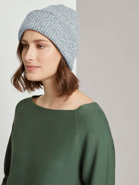 Ribbed beanie - Women - mineral stone blue melange Ribbed beanie - Women - mineral stone blue melange - 5 - TOM TAILOR Denim