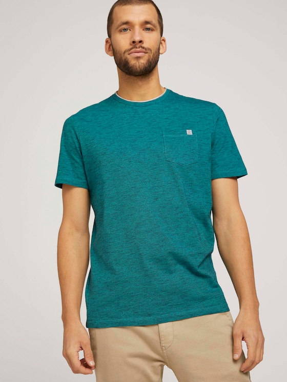 Fein gestreiftes T-Shirt mit Brusttasche - Männer - dark blue aqua fine stripe Fein gestreiftes T-Shirt mit Brusttasche - Männer - dark blue aqua fine stripe - 5 - TOM TAILOR