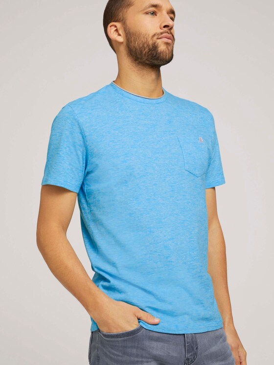 Fein gestreiftes T-Shirt mit Brusttasche - Männer - teal fine stripe Fein gestreiftes T-Shirt mit Brusttasche - Männer - teal fine stripe - 5 - TOM TAILOR