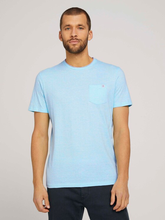 Fein gestreiftes T-Shirt mit Brusttasche - Männer - lucite green fine stripe Fein gestreiftes T-Shirt mit Brusttasche - Männer - lucite green fine stripe - 1 - TOM TAILOR