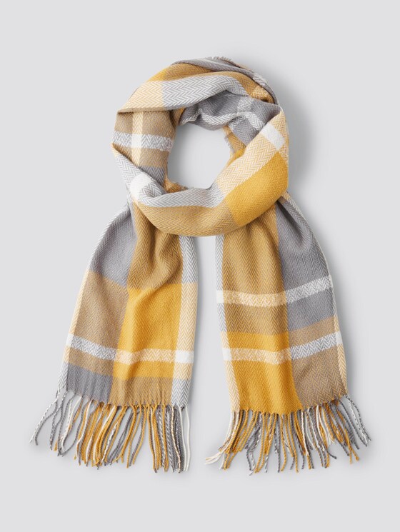 Wide scarf in a checked pattern - Women - yellow grey check Wide scarf in a checked pattern - Women - yellow grey check - 7 - TOM TAILOR Denim
