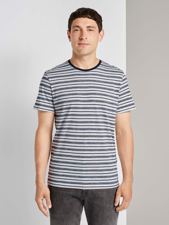 Bunt gestreiftes T-Shirt - Männer - offwhite navy stripes Bunt gestreiftes T-Shirt - Männer - offwhite navy stripes - 1 - TOM TAILOR
