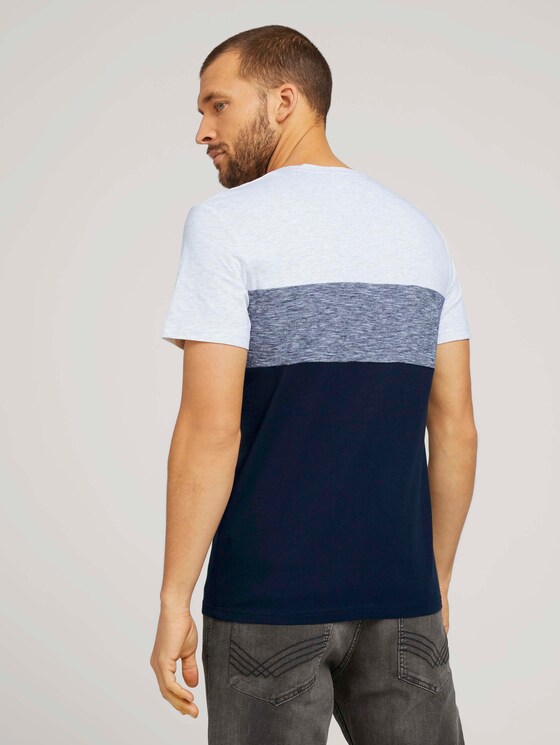 T-Shirt mit Blockstreifen und Brusttasche - Männer - Blanc De Blanc White Melange T-Shirt mit Blockstreifen und Brusttasche - Männer - Blanc De Blanc White Melange - 2 - TOM TAILOR