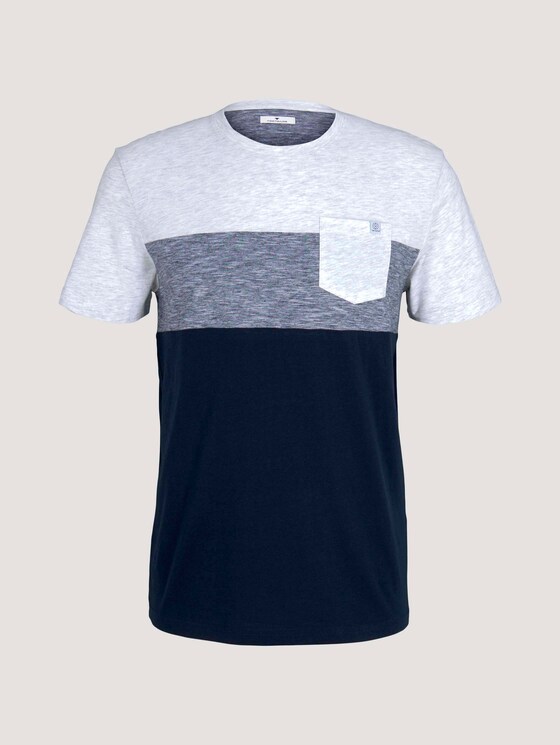 T-Shirt mit Blockstreifen und Brusttasche - Männer - Blanc De Blanc White Melange T-Shirt mit Blockstreifen und Brusttasche - Männer - Blanc De Blanc White Melange - 7 - TOM TAILOR