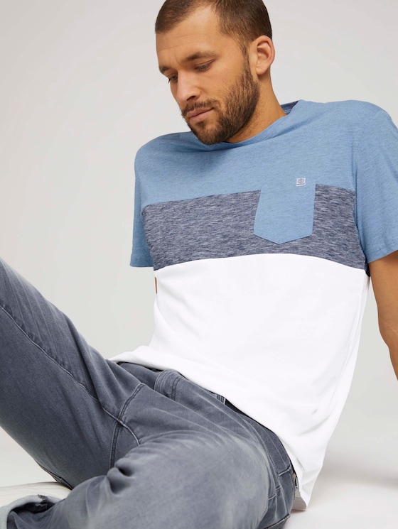 T-Shirt mit Blockstreifen und Brusttasche - Männer - Yonder Blue T-Shirt mit Blockstreifen und Brusttasche - Männer - Yonder Blue - 5 - TOM TAILOR