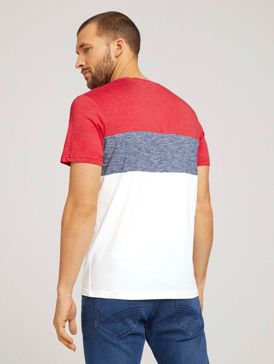 T-Shirt mit Blockstreifen und Brusttasche - Männer - Powerful Red T-Shirt mit Blockstreifen und Brusttasche - Männer - Powerful Red - 2 - TOM TAILOR
