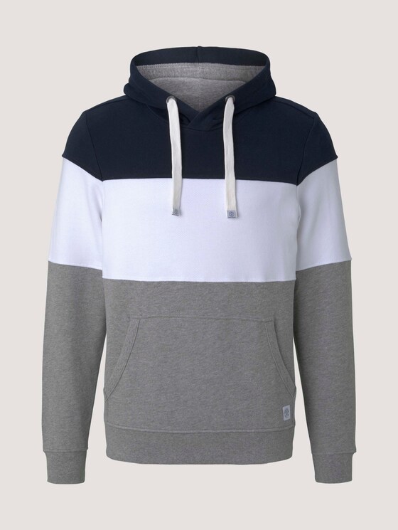 Hoodie mit Colorblock-Streifen - Männer - Middle Grey Mélange Hoodie mit Colorblock-Streifen - Männer - Middle Grey Mélange - 7 - TOM TAILOR