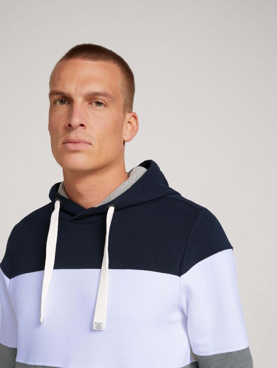 Hoodie mit Colorblock-Streifen - Männer - Middle Grey Mélange Hoodie mit Colorblock-Streifen - Männer - Middle Grey Mélange - 9 - TOM TAILOR