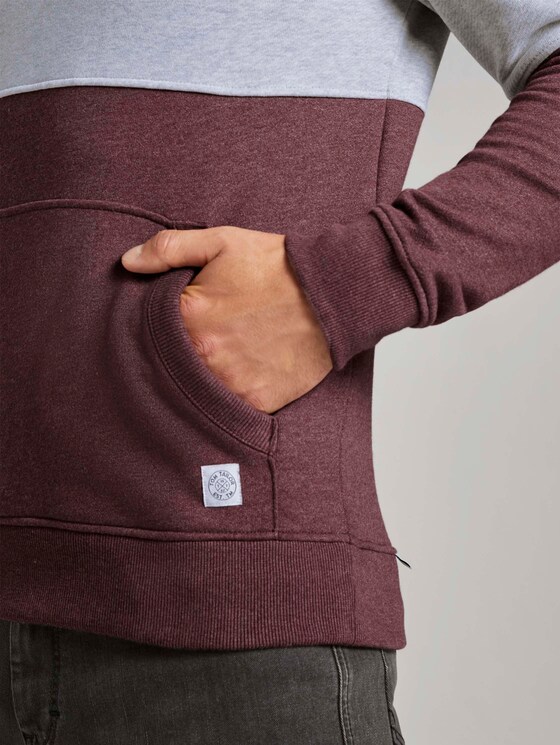 Hoodie mit Colorblock-Streifen - Männer - Dusty Wildberry Red Hoodie mit Colorblock-Streifen - Männer - Dusty Wildberry Red - 10 - TOM TAILOR