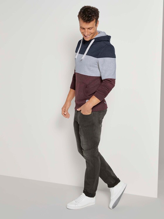 Hoodie mit Colorblock-Streifen - Männer - Dusty Wildberry Red Hoodie mit Colorblock-Streifen - Männer - Dusty Wildberry Red - 3 - TOM TAILOR