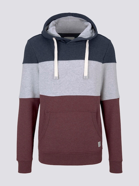 Hoodie mit Colorblock-Streifen - Männer - Dusty Wildberry Red Hoodie mit Colorblock-Streifen - Männer - Dusty Wildberry Red - 7 - TOM TAILOR