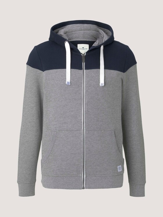 Sweatjacke mit Kapuze im Colorblocking - Männer - Middle Grey Mélange Sweatjacke mit Kapuze im Colorblocking - Männer - Middle Grey Mélange - 7 - TOM TAILOR