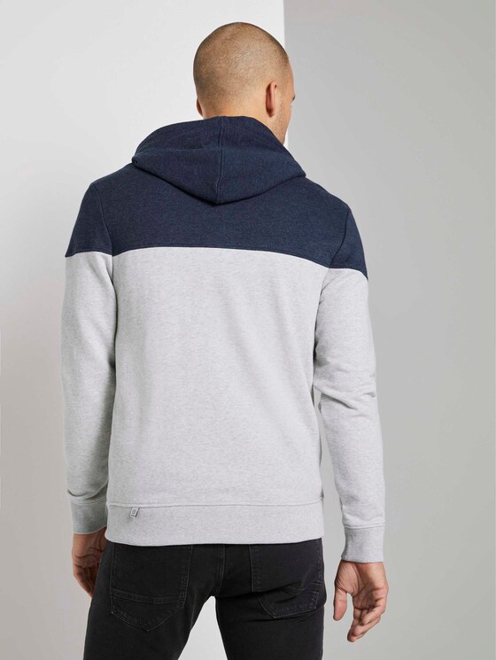 Sweatjacke mit Kapuze im Colorblocking - Männer - Light Stone Grey Melange Sweatjacke mit Kapuze im Colorblocking - Männer - Light Stone Grey Melange - 2 - TOM TAILOR
