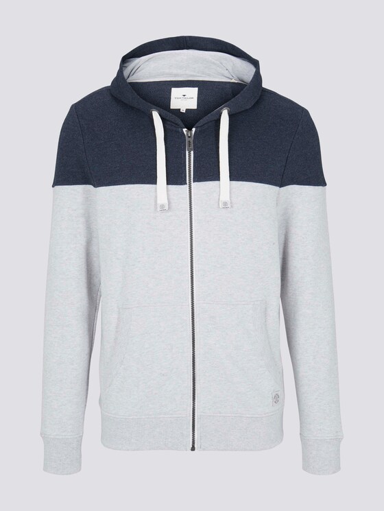Sweatjacke mit Kapuze im Colorblocking - Männer - Light Stone Grey Melange Sweatjacke mit Kapuze im Colorblocking - Männer - Light Stone Grey Melange - 7 - TOM TAILOR