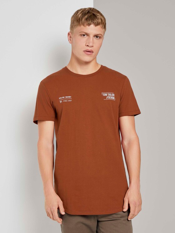 T-Shirt mit kleinem Schriftprint - Männer - Goji Orange T-Shirt mit kleinem Schriftprint - Männer - Goji Orange - 1 - TOM TAILOR Denim