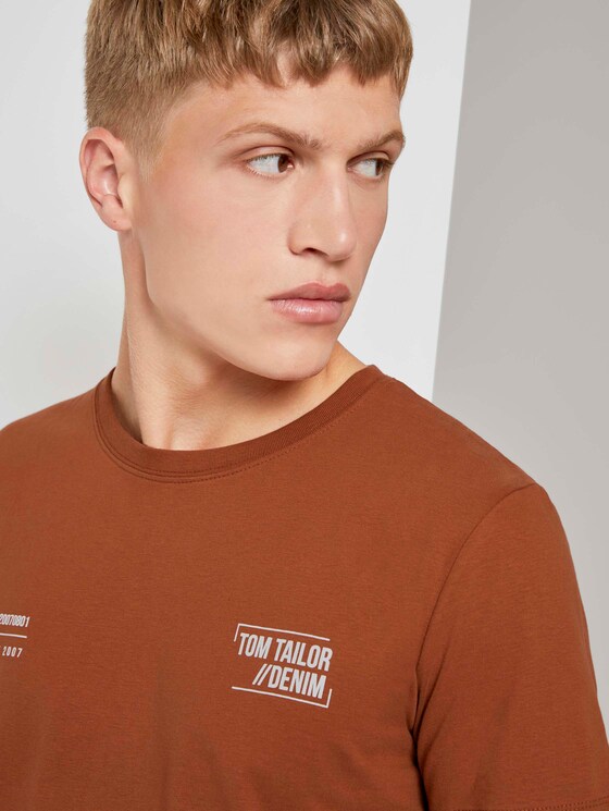 T-Shirt mit kleinem Schriftprint - Männer - Goji Orange T-Shirt mit kleinem Schriftprint - Männer - Goji Orange - 9 - TOM TAILOR Denim