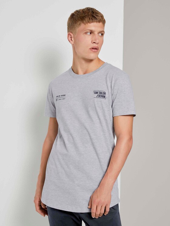 T-Shirt mit kleinem Schriftprint - Männer - Light Stone Grey Melange T-Shirt mit kleinem Schriftprint - Männer - Light Stone Grey Melange - 1 - TOM TAILOR Denim