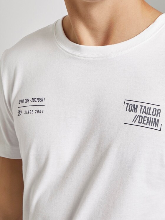 T-Shirt mit kleinem Schriftprint - Männer - White T-Shirt mit kleinem Schriftprint - Männer - White - 9 - TOM TAILOR Denim