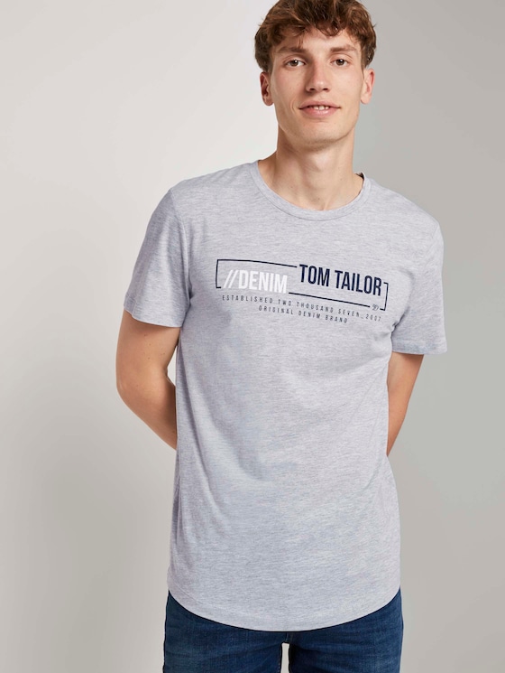 T-Shirt with a logo print - Men - Light Stone Grey Melange T-Shirt with a logo print - Men - Light Stone Grey Melange - 5 - TOM TAILOR Denim