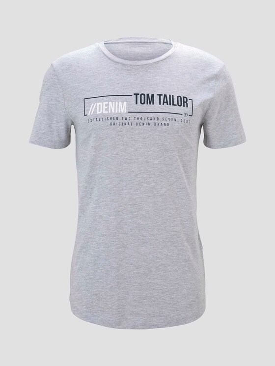 T-Shirt with a logo print - Men - Light Stone Grey Melange T-Shirt with a logo print - Men - Light Stone Grey Melange - 7 - TOM TAILOR Denim