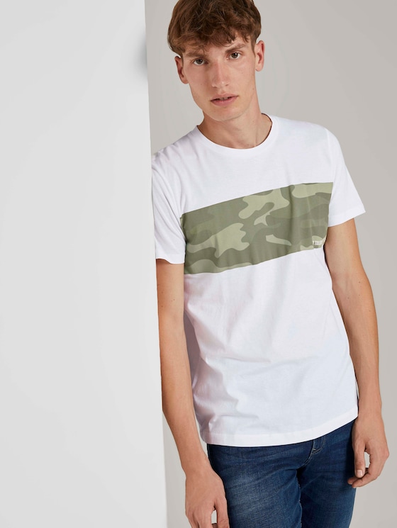 T-Shirt mit Printstreifen - Männer - White T-Shirt mit Printstreifen - Männer - White - 5 - TOM TAILOR Denim