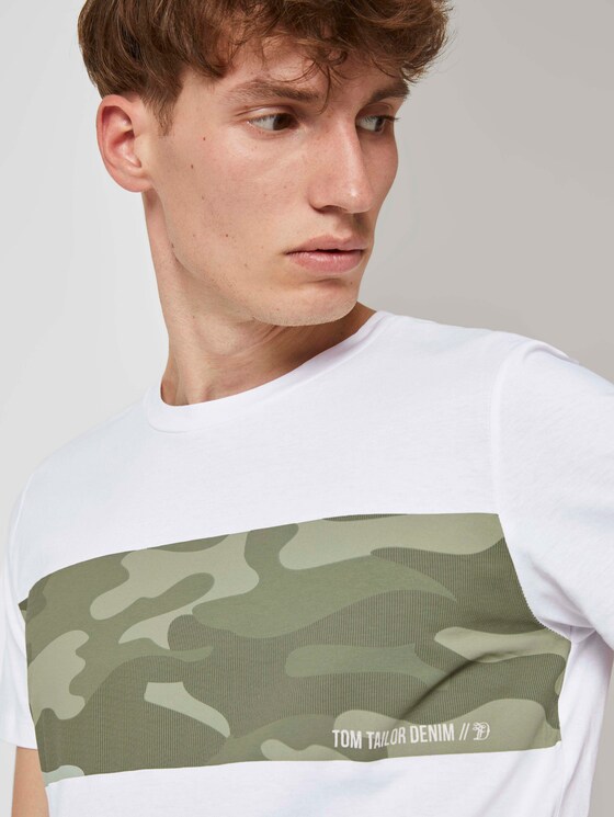 T-Shirt mit Printstreifen - Männer - White T-Shirt mit Printstreifen - Männer - White - 9 - TOM TAILOR Denim