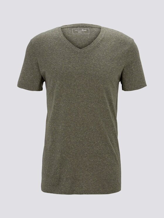 Meliertes T-Shirt mit V-Ausschnitt - Männer - dry greyish olive melange Meliertes T-Shirt mit V-Ausschnitt - Männer - dry greyish olive melange - 7 - TOM TAILOR Denim