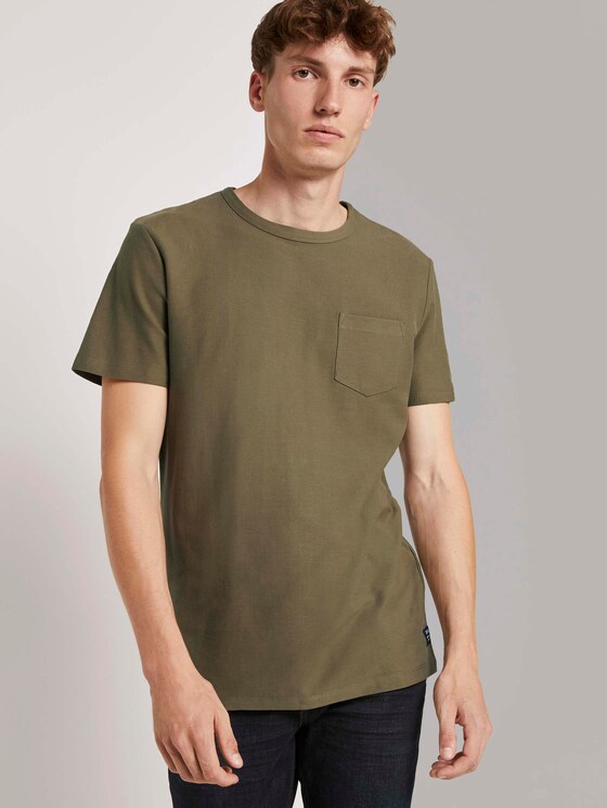 Strukturiertes T-Shirt mit Brusttasche - Männer - Dry Greyish Olive Strukturiertes T-Shirt mit Brusttasche - Männer - Dry Greyish Olive - 5 - TOM TAILOR Denim