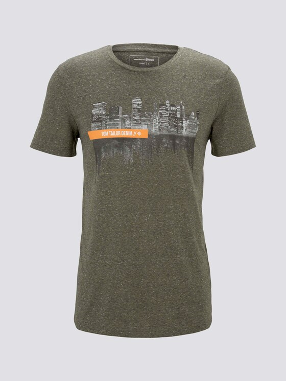 Meliertes T-Shirt mit Fotoprint - Männer - dry greyish olive melange Meliertes T-Shirt mit Fotoprint - Männer - dry greyish olive melange - 7 - TOM TAILOR Denim
