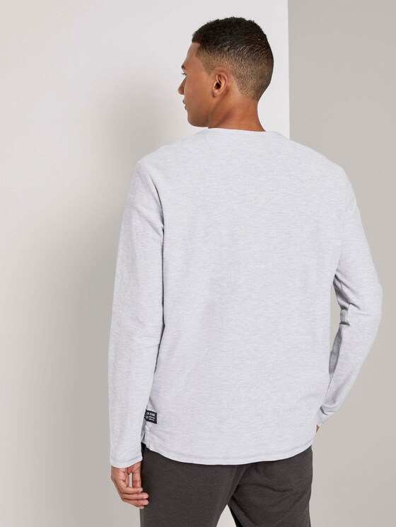 Strukturiertes Henley-Langarmshirt - Männer - Light Stone Grey Melange Strukturiertes Henley-Langarmshirt - Männer - Light Stone Grey Melange - 2 - TOM TAILOR Denim