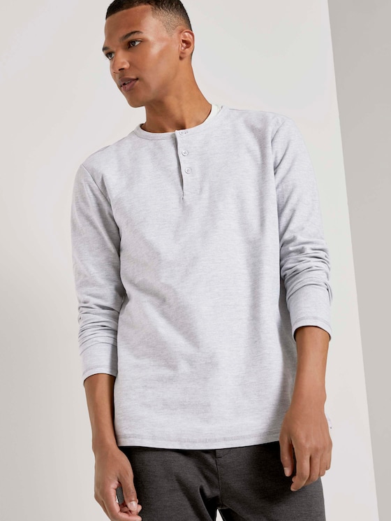 Strukturiertes Henley-Langarmshirt - Männer - Light Stone Grey Melange Strukturiertes Henley-Langarmshirt - Männer - Light Stone Grey Melange - 5 - TOM TAILOR Denim