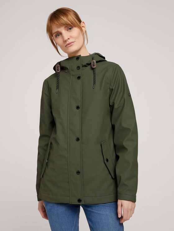 Regenjacke mit Kapuze - Frauen - Olive Night Green Regenjacke mit Kapuze - Frauen - Olive Night Green - 1 - TOM TAILOR