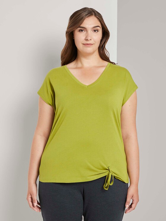 T-Shirt mit kleinem Schleifendetail - Frauen - wood green T-Shirt mit kleinem Schleifendetail - Frauen - wood green - 1 - My True Me