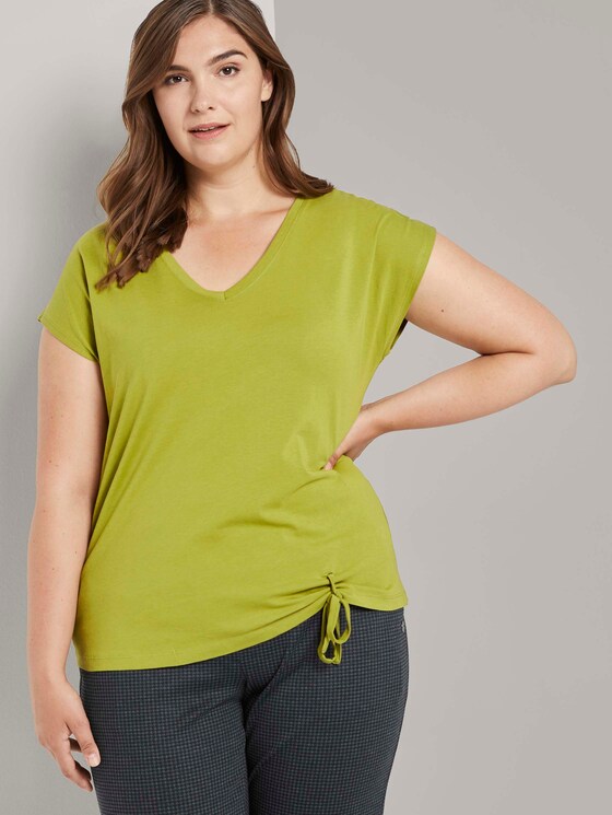 T-Shirt mit kleinem Schleifendetail - Frauen - wood green T-Shirt mit kleinem Schleifendetail - Frauen - wood green - 5 - My True Me