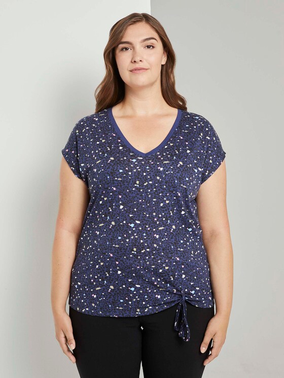 T-Shirt mit kleinem Schleifendetail - Frauen - navy based terrazzo T-Shirt mit kleinem Schleifendetail - Frauen - navy based terrazzo - 1 - My True Me