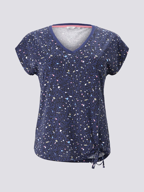 T-Shirt mit kleinem Schleifendetail - Frauen - navy based terrazzo T-Shirt mit kleinem Schleifendetail - Frauen - navy based terrazzo - 7 - My True Me
