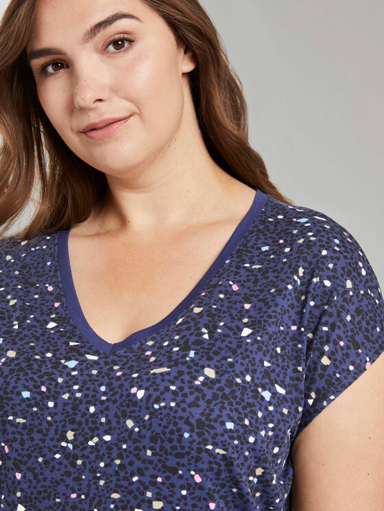T-Shirt mit kleinem Schleifendetail - Frauen - navy based terrazzo T-Shirt mit kleinem Schleifendetail - Frauen - navy based terrazzo - 9 - My True Me