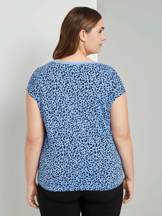 T-Shirt mit kleinem Schleifendetail - Frauen - blue abstract design T-Shirt mit kleinem Schleifendetail - Frauen - blue abstract design - 2 - My True Me