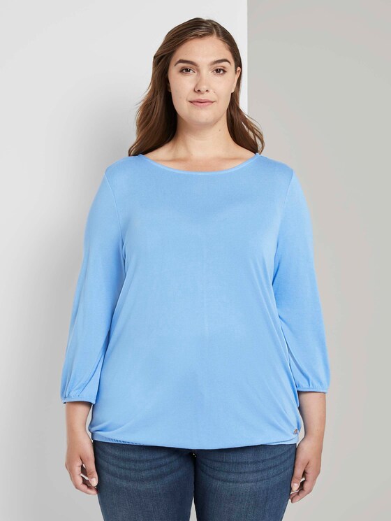 Lockeres Shirt mit elastischem Bund - Frauen - sea blue Lockeres Shirt mit elastischem Bund - Frauen - sea blue - 1 - My True Me