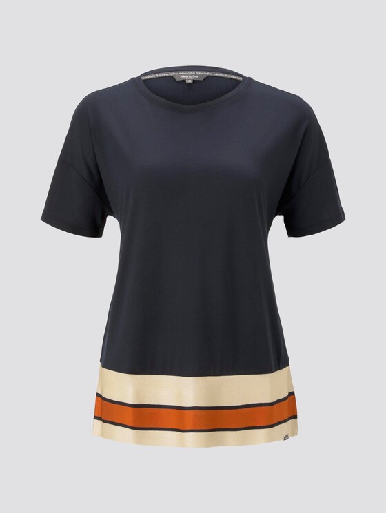 T-Shirt mit gestreiftem Saum - Frauen - Sky Captain Blue T-Shirt mit gestreiftem Saum - Frauen - Sky Captain Blue - 7 - Mine to five