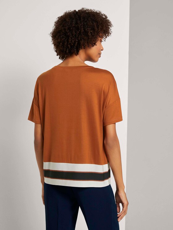 T-Shirt mit gestreiftem Saum - Frauen - Baked Ginger Orange T-Shirt mit gestreiftem Saum - Frauen - Baked Ginger Orange - 2 - Mine to five