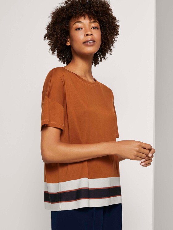 T-Shirt mit gestreiftem Saum - Frauen - Baked Ginger Orange T-Shirt mit gestreiftem Saum - Frauen - Baked Ginger Orange - 5 - Mine to five